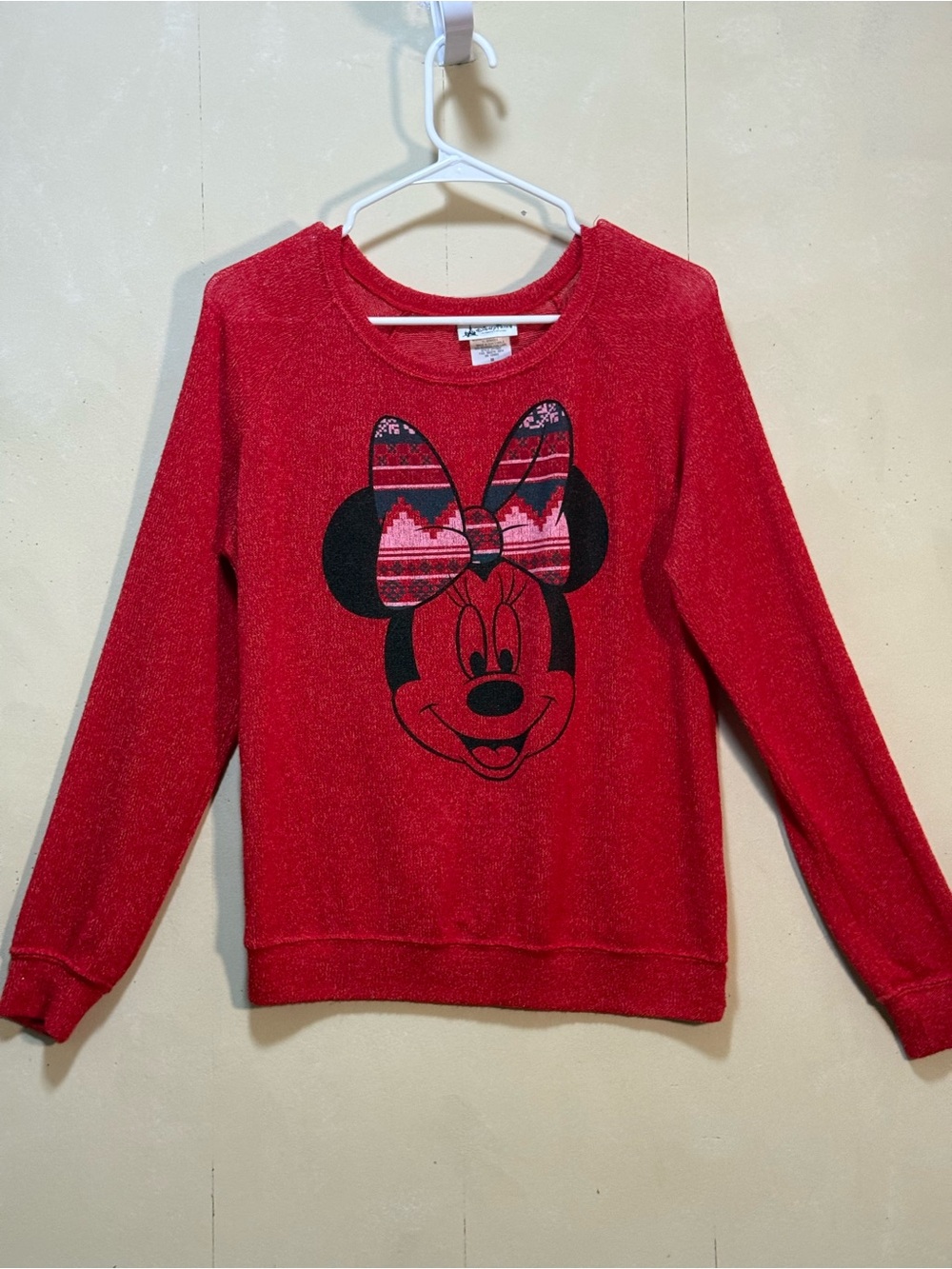 Disney Parks Red Minnie Mouse Crewneck Sweater Women’s Sz M